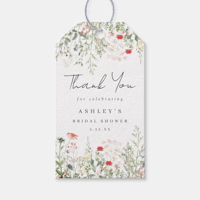 Etiqueta Para Presente Noiva de Flor Selvagem (Frente)