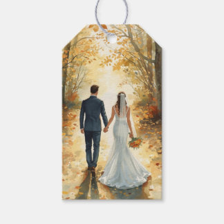 Etiqueta Para Presente Noiva e Noivo em Aquarela de Outono Casamento Pint
