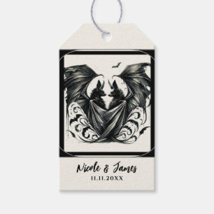 Etiqueta Para Presente Noiva Gótica de Prata Creme Preto Amor Morcegos Ca