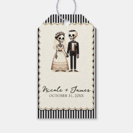 Etiqueta Para Presente Noiva + Noivo Esqueleto de Desenho Animado Casamen