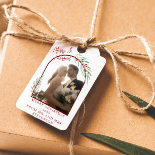 Etiqueta Para Presente Noivos de Amor-perfeito Elegante Foto de Natal
