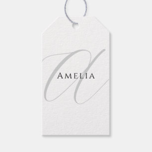Etiqueta Para Presente Nome Chic Monograma Letra Inicial Caligrafia 
