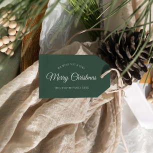 Etiqueta Para Presente Nome da Família de Natal Verde Muito Feliz