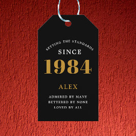 Etiqueta Para Presente Nome de 40 Anos de Idade 1984 Preto Dourado Elegan