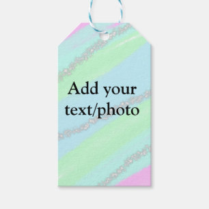 Etiqueta Para Presente Nome de adição do pastel cintilante verde-rosa azu