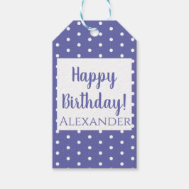 Etiqueta Para Presente Nome de Aniversário do Bolinhas Roxo Moderno