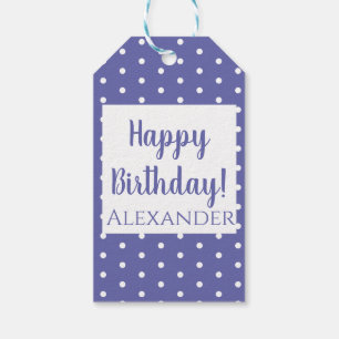 Etiqueta Para Presente Nome de Aniversário do Bolinhas Roxo Moderno