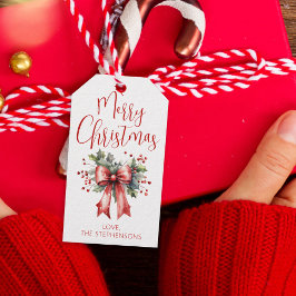 Etiqueta Para Presente Nome do Arco Holly do Script de Feliz Natal Modern
