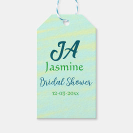 Etiqueta Para Presente Nome do chá de noiva em aquarela pastel azul verde