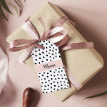 Etiqueta Para Presente Nome do Monograma Moderno | Pastel Pink & Black Po<br><div class="desc">Nome do Monograma Moderno | Pastel Pink & Black Pontos</div>