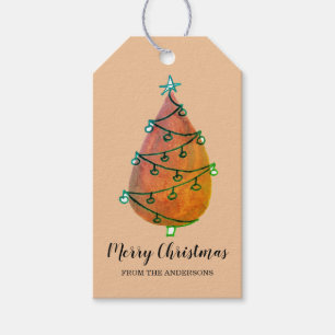 Etiqueta Para Presente Nome Personalizado Árvore de Natal Rustic Brown