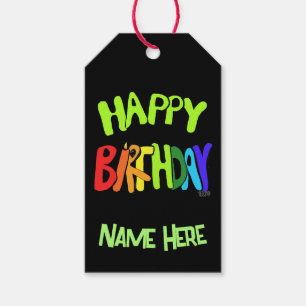 Etiqueta Para Presente Nome personalizado de aniversário brilhante e feli