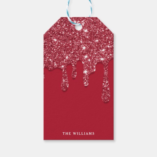 Etiqueta Para Presente Nome Personalizado de Drivers de Glitter Vermelho (Frente)