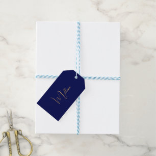 Etiqueta Para Presente Nome personalizado minimalista azul 