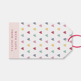 Etiqueta Para Presente Nome personalizado pequeno e colorido e corações c