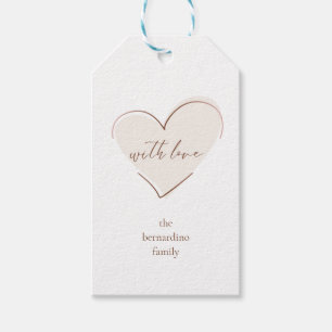 Etiqueta Para Presente Nome Personalizável "Com Amor" Charmoso Coração Ma