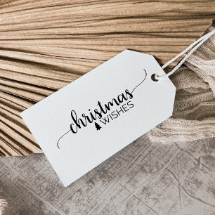 Etiqueta Para Presente Nome preto & branco simples do Natal da caligrafia