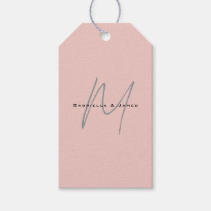 Etiqueta Para Presente Nomes de Caligrafia Monogramada Cor Pastel Adoráve