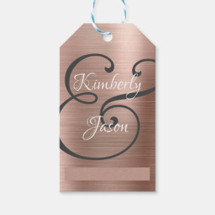 Etiqueta Para Presente Nomes dele/dela DIY, Wh/Grey, Metal em Rose Gold