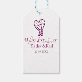 Etiqueta Para Presente Nós amarramos o nó laços coração de rosa nome data