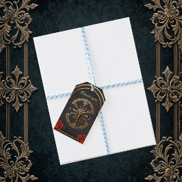 Etiqueta Para Presente Nós celtas e um coração em elegância gótica.