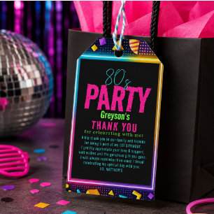 Etiqueta Para Presente nossa pequena festa de aniversário Retro Neon 80
