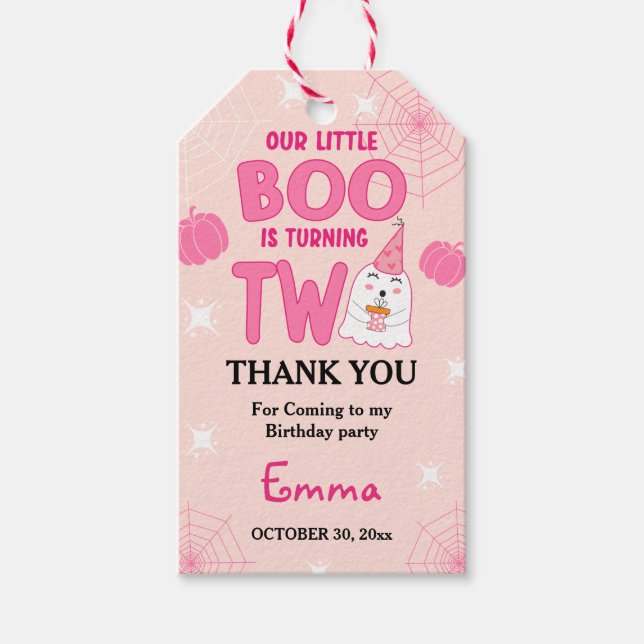 Etiqueta Para Presente Nosso Pequeno segundo aniversário De Halloween Obr (Frente)