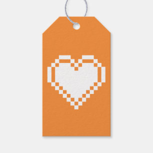 Etiqueta Para Presente Nossos Corações de 8 Bits em Laranja