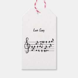 Etiqueta Para Presente Notas de Pássaro de Canção de Amor Preto e Branco
