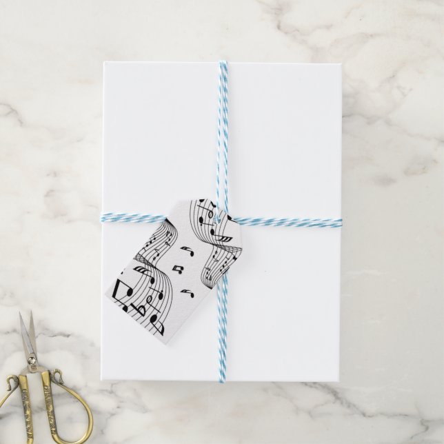 Etiqueta Para Presente Notas Musicais em Branco  (Com cordão)