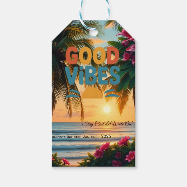 Etiqueta Para Presente Notebook tropical Summer Vibes (Frente)