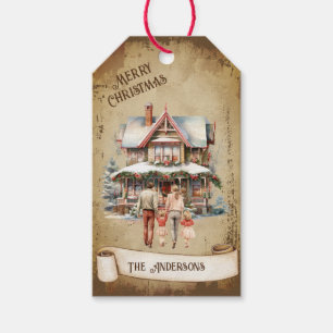 Etiqueta Para Presente Nova Casa da Vintagem Nova Casa Feliz Natal