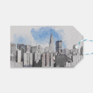 Etiqueta Para Presente Nova Iorque Manhattan Skyline