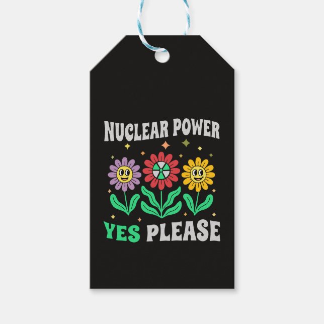 Etiqueta Para Presente Nuclear power yes please smiling flowers (Frente)