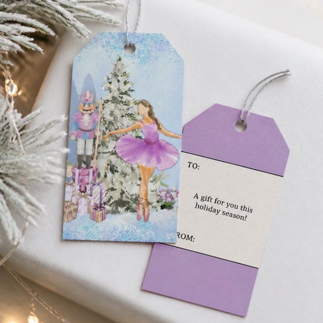 Etiqueta Para Presente Nutcracker e Bailarina Lavanda Natal (Criador carregado)