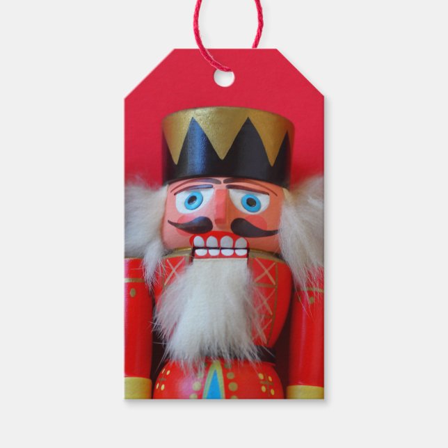 Etiqueta Para Presente Nutcracker no uniforme vermelho (Frente)