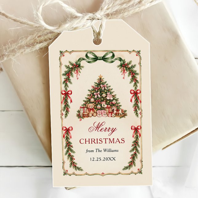 Etiqueta Para Presente Nutcracker red bow Christmas Party (Criador carregado)