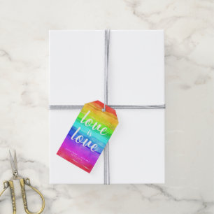 Etiqueta Para Presente "O Amor é Amor" Aquarela Orgulho Arco-íris