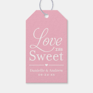 Etiqueta Para Presente O amor é doce Rosa claro, manuscrito, monograma