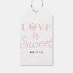 Etiqueta Para Presente O Amor é Doce Rosa e Branco Favor Personalizado de
