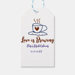 Etiqueta Para Presente O amor está fervilhando marrom azul chá de panela 