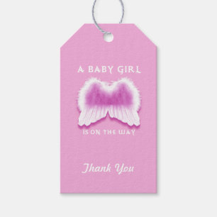 Etiqueta Para Presente O anjo cor-de-rosa voa Tag do presente do chá de