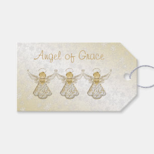 Etiqueta Para Presente O Anjo de Natal da Grace Dourado/Branco "Para: De