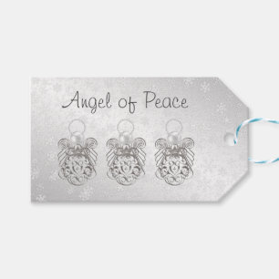 Etiqueta Para Presente O Anjo Natal da Cinza de Prata da Paz: De:"