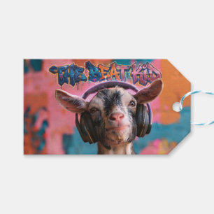 Etiqueta Para Presente O Beat Kid - DJ Bode Gaiteiro com Fones de Ouvido