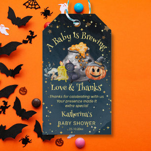 Etiqueta Para Presente O bebê chá de fraldas de Halloween está a fazer um