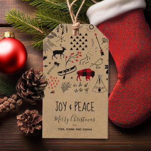 Etiqueta Para Presente O búfalo aventura-se a xadrez/Kraft pretos &