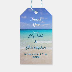 Etiqueta Para Presente O casamento agradece à praia tropical do caribe