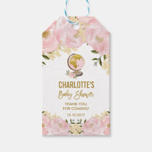 Etiqueta Para Presente O chique cora bebé floral cor-de-rosa da aventura