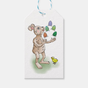 Etiqueta Para Presente O Coelhinho da Páscoa juga com os ovos da Páscoa